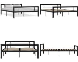 vidaXL Bedframe metaal zwart en wit 120x200 cm - Bedframe - Bedframes - Tweepersoonsbed - Tweepersoonsbedden