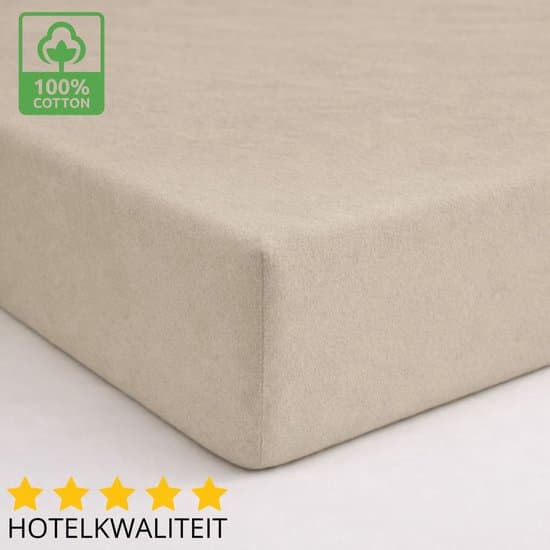 Sleeps Dubbel Jersey Hoeslaken Katoen Zand - 160 x 200 cm - Heerlijk Zacht - Strijkvrij - Stretch - Dubbel Dikke Kwaliteit