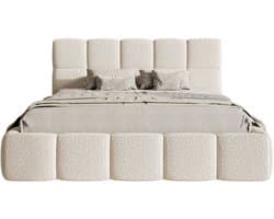 Selsey Cloudy – Gestoffeerd bed 180x200 cm, Bouclé lichtbeige