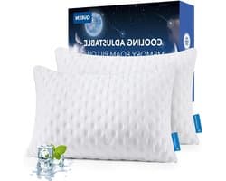 Traagschuim Kussens - Kussenset - Comfortabel Slapen - Dubbelzijdige Cover - Queen (2 stuks) - Wit