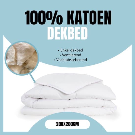 Eleganzzz 100% Katoen Enkel Dekbed - Winterdekbed - All Year Dekbed Enkel - 500gr/m2 - Dekbed 100% Katoen - Enkel Dekbed 200x200 - Tweepersoons - Dekbedden