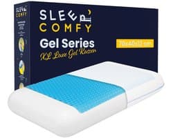 Sleep Comfy - Gel Traagschuim Serie - Hoofdkussen met koelgel - Traagschuim Hoofdkussen - Hoofdkussen Slaapkamer - Anti Nekklachten - XL Luxe Gel Kussen | 70x40x12 cm
