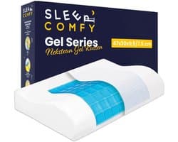 Sleep Comfy - Gel Traagschuim Serie - Hoofdkussen met koelgel - Traagschuim Hoofdkussen - Hoofdkussen Slaapkamer - Anti Nekklachten - S Neksteun Gel Hoofdkussen 47x30x9,5/7.5 cm
