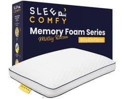 Sleep Comfy Classics - Traagschuim Hoofdkussen - Hoofdkussen Slaapkamer - Orthopedisch - Ergonomisch - Anti Nekklachten - Mollig Kussen | 60x40x13 cm