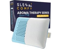 Sleep Comfy - Aromatherapie Serie | Ocean Puff - Hoofdkussen Slaapkamer - Orthopedisch - Ergonomisch - Anti Nekklachten - Met Ocean Puff Kussenspray | 60x40x16 cm