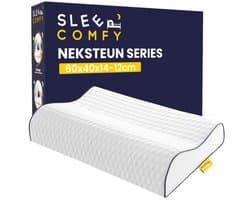 Sleep Comfy - Neksteun Serie - Traagschuim Hoofdkussen - Hoofdkussen Slaapkamer - Orthopedisch - Ergonomisch - Anti Nekklachten - Neksteun Visco Pillow-XXL | 60x40x14/12 cm