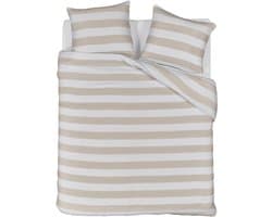 Riviera Maison Striped dekbedovertrek - Lits-Jumeaux XL - 260x200/220 - Zand