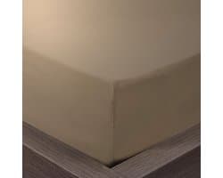 Beau Maison - Hoeslaken 100% Hoogwaardig Katoen - Taupe - 160x200 + 35cm