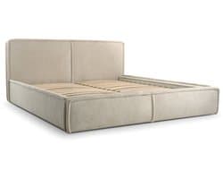 Bed 04 - Gestoffeerd bed van corduroy Tweepersoonsbed met Fluwelen Bekleding - 180x200 cm - Verstelbaar en Comfortabel - Pastelkleuren - Beige (Poso 02)