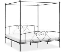 vidaXL - Hemelbedframe - metaal - grijs - 200x200 - cm