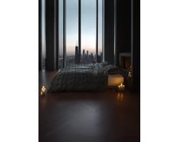 Heckettlane Dekbedovertrek Katoen Satijn Maxime - Black - 100% Katoen-Satijn - Dekbedovertrek 260x200/220cm - Lits Jumeaux Extra Breed - Chicago