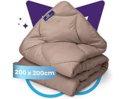Slaapspeciaal eazydekbed Essential 200x200 cm - BRUIN - Dekbed Zonder Overtrek – Gekleurd Dekbed – Hoesloos Dekbed - Wasbaar Dekbed - Luxe Gelvezels - Anti-Allergisch & Perfect Voor Elk Seizoen - Tweepersoons
