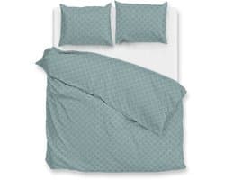 Zohome Dekbedovertrek Linea di Satinado - Groen - Tweepersoons - Dekbedhoes van 100% Katoen-Satijn - Ruiten - 200x220 + 2 slopen 60/70 cm