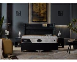 Boxspring hubby - 160x200- zonder matras- met opbergruimte- microvezelstof zwart