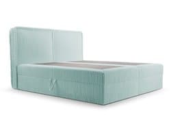 Boxspring Bed 04 - Houtconstructie en laminaatplaat - Bed met beddengoedcontainer - Corduroy stof - 160x200 - Munt (Ambience 14)