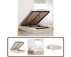 vidaXL Bedframe zonder matras 120x200 cm stof crèmekleurig