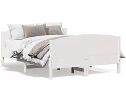 vidaXL - Bedframe - zonder - matras - massief - grenenhout - wit - 140x200 - cm