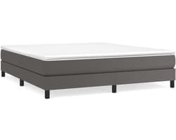 vidaXL - Boxspring - bed - kunstleer - grijs - 160x200 - cm
