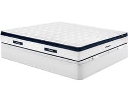 Vente-unique Set 180 x 200 cm witte boxspring met opbergruimte + pocketveringmatras 5 zones en verkoelende tijk van 28 cm dik - KOROVOU van YSMÉE