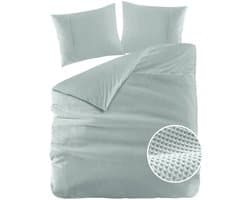 Papillon Dekbedovertrek Mendoza Wafel Mint Groen Tweepersoons 200x200/220 cm - Hoogwaardige Percale Katoen Super Zacht