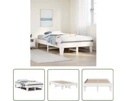 vidaXL Massief Hout - Bedframe - Bedframe zonder matras massief grenenhout wit 135x190 cm - Grenenhout - Bed - Slaapkamer