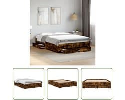 vidaXL Houten Bed Frame - Slaapbank - Bedframe met lades bewerkt hout gerookt eikenkleurig 120x200 cm - Bedstede - Boxspring - Tweepersoonsbed