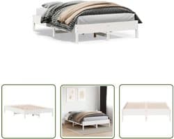 vidaXL Grenen Hout Bed - Massief Houten Bed - Bedframe zonder matras massief grenenhout wit 120x200 cm - Wit Bed - Bed 120x200 - Tweepersoons Bed