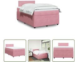 vidaXL Draaibare Sleutel - Dynamische Sleutel - Boxspring met matras fluweel roze 120x190 cm - Gereedschapset - Mechanica - Draper Tools