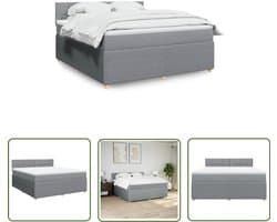 vidaXL Matras - Boxspring - Boxspring met matras stof lichtgrijs 180x200 cm - Slaapcomfort - Pocketvering - Latex