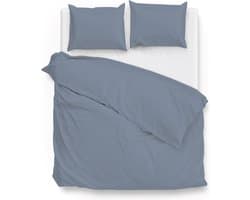 Zohome Dekbedovertrek Satinado - Effen Bedlinnen - 200x220 - Blauw - Dekbedhoes van 100% Katoen-Satijn
