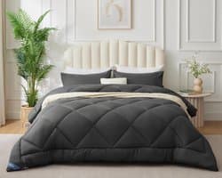 Dekbed voor twijfelaar - 200 x 200 cm - voor 4 seizoenen - dekbed 200 x 200 cm - microvezel - 300 g/m² - herfst - winter - dekbed van zachte en ademende microvezel - grijs