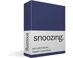 Snoozing - Topper - Hoeslaken - Tweepersoons - 140x220 cm - Percale katoen - Navy