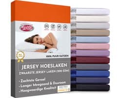Double Jersey Hoeslaken - Hoeslaken 180x200+30 cm - 100% Katoen  Oranje