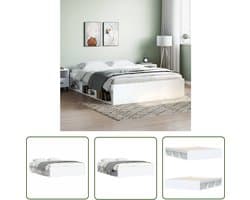vidaXL Tweepersoons Bed - Houten Bed Frame - Bedframe wit 140x200 cm - Witte Bed - Modern Bed - Bed Met Lade