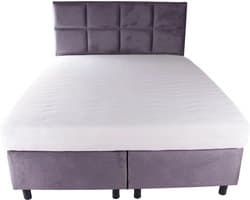Lion Velvet - Boxspring 160x200 Velvet Grijs Enkel Matras