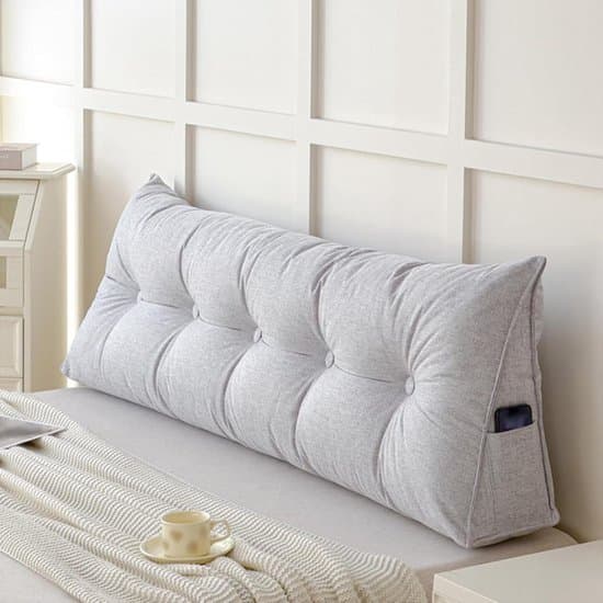 Hoofdeindekussen - Lumbaal kussen - Comfortabel lezen - Zachte katoen-linnen - 60x50x15cm - Grijs