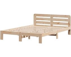 Bedframe Hout - Ledikant Tweepersoons - Goede Nachtrust - Massief Grenenhout - 160 x 200 cm - Naturel