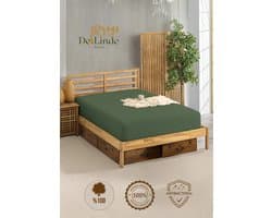 Hoeslaken – 100% Katoen – De Linde – Soft-Hoeslaken – Groen – 200x200 cm – Tweepersoons – Zacht & Ademend – Elastische Hoeken tot 35 cm – Rondom elastiek – Hoekhoogte tot 35cm – Hypoallergeen – Duurzaam – Perfecte Pasvorm