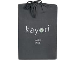 Kayori Shizu Hoeslaken Jersey Stretch - 140-160x200-220cm - Matrasdikte 35cm - Rondom Elastiek - Biologisch Katoen - Strijkvrij - Antracite