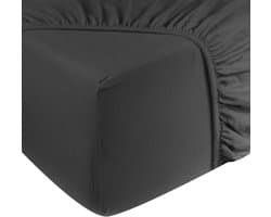 DoubleDry Jersey Stretch Hoeslaken - 100% Katoen - Tweepersoons 160x200 cm - 25cm Matrasdikte - Rondom Elastiek - Antraciet