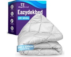 Slaapspeciaal eazydekbed 240x220 cm - Offwhite - Dekbed Zonder Overtrek – Gekleurd Dekbed – Hoesloos Dekbed - Extra Lang - Luxe Gelvezels - Anti-Allergisch & Perfect Voor Elk Seizoen - Lits Jumeaux Dekbed