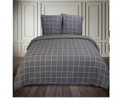 Luxe Katoen Flanel dekbedovertrek Noche Anthracite - 240x220