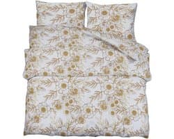 Dekbedovertrekset | Beddengoed 200x220 cm katoen wit en bruin