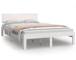 Tweepersoonsbed | Dubbelbed | Volwassenenbed | Bedframe massief grenenhout wit 120x200 cm