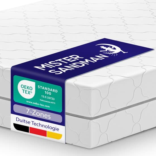 Matras 180 x 200 cm - Hoogte 21cm - Pocketvering matras met 7 zones - Ergonomisch – Gemiddeld - Hypoallergeen