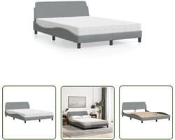 vidaXL Boxspring - Slaapcomfort - Bed met matras Dover stof lichtgrijs 120x200 cm - Tweepersoonsbed - Stof Bed - Grijs Bed
