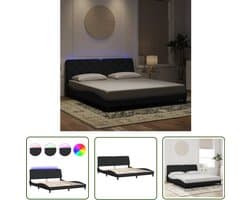 vidaXL Luxe Bed - Zwarte Bed Frame - Bedframe met LED zonder matras fluweel zwart 180x200 cm - Fluweel Bed - King Size Bed - Led Bed