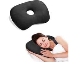 Piercing Kussen - Oorkussen - Donut Kussen met Gat Voor Oor - Hoofdkussen Zijslaper - Ringkussen - Oorpijn Verlichten - Voor Iedere Slaaphouding - Orthopedisch Hoofdkussen - Oordoppen Slapen - Hoofd Kussen - Zijslaapkussen - Piercingkussen - Zwart