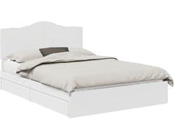 vidaXL - Opbergbed - met - hoofdeinde - met - lade - Wit - 160 - x - 200 - cm - Bewerkt - hout