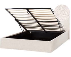 BELIANI ORBEY - Bed met opbergruimte - Gebroken wit - 120 x 200 cm - Bouclé